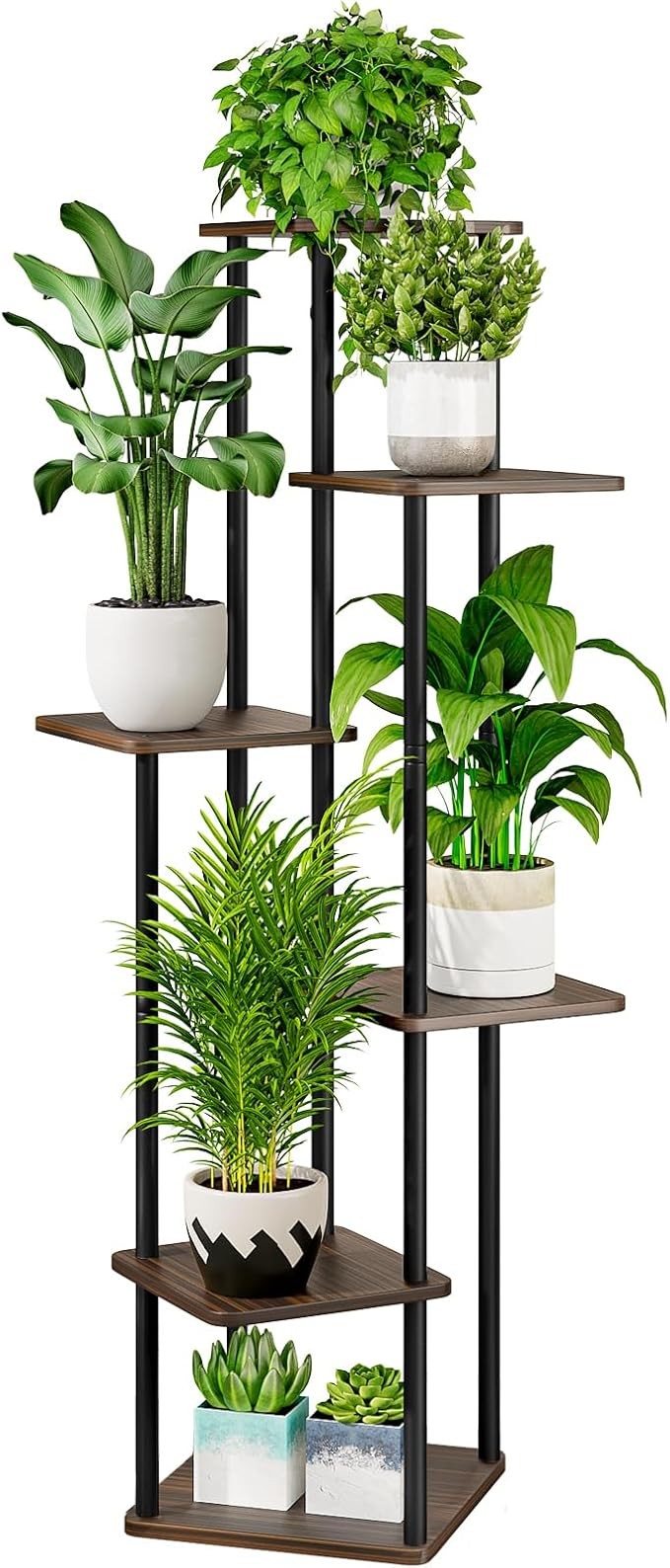 6 Tier Metal Plant Stand Indoor Outdoor Corner Tall Flower Shelf Display Rack