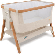 Foldable Baby Bedside Crib Co-Sleeper Cot with Mattress Travel Bag Bundle Walnut