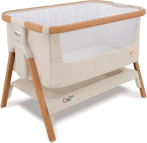 Foldable Baby Bedside Crib Co-Sleeper Cot with Mattress Travel Bag Bundle Walnut