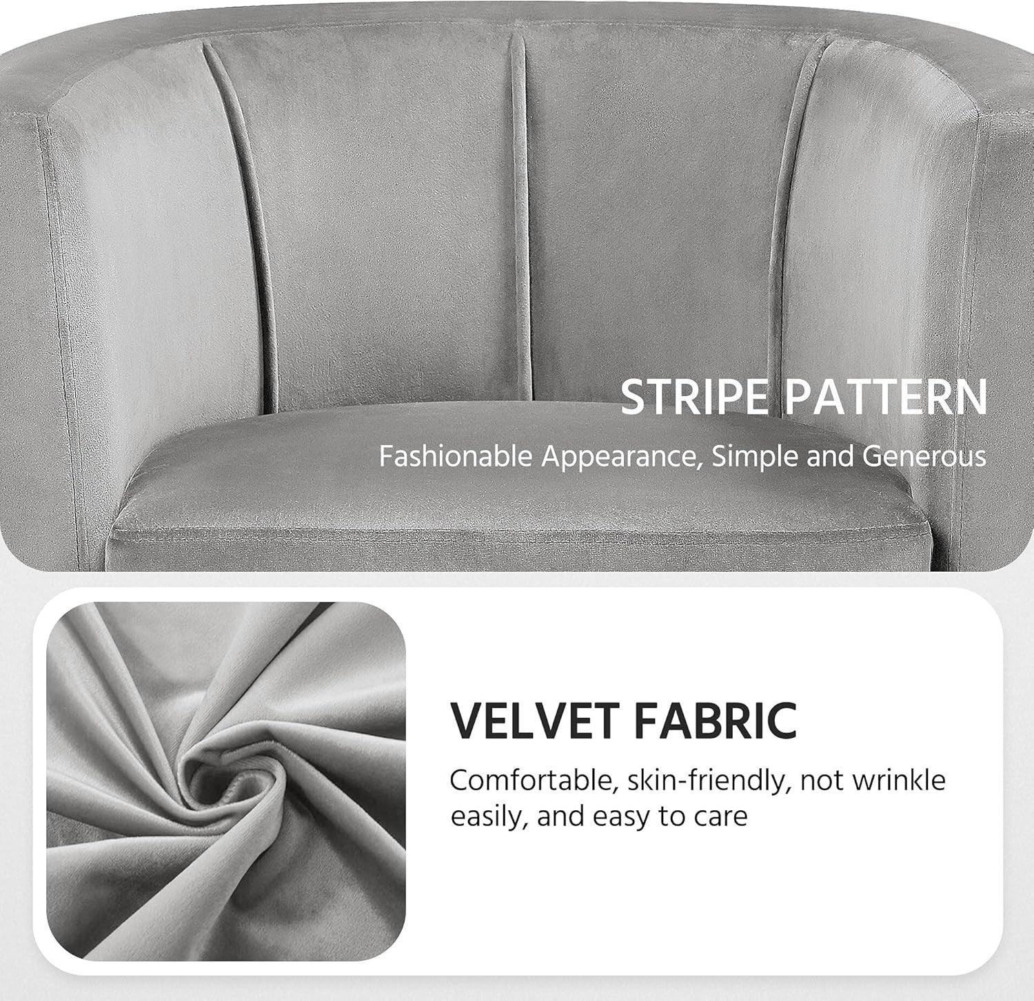 Grey Velvet Tub Chair Upholstered Accent Armchair