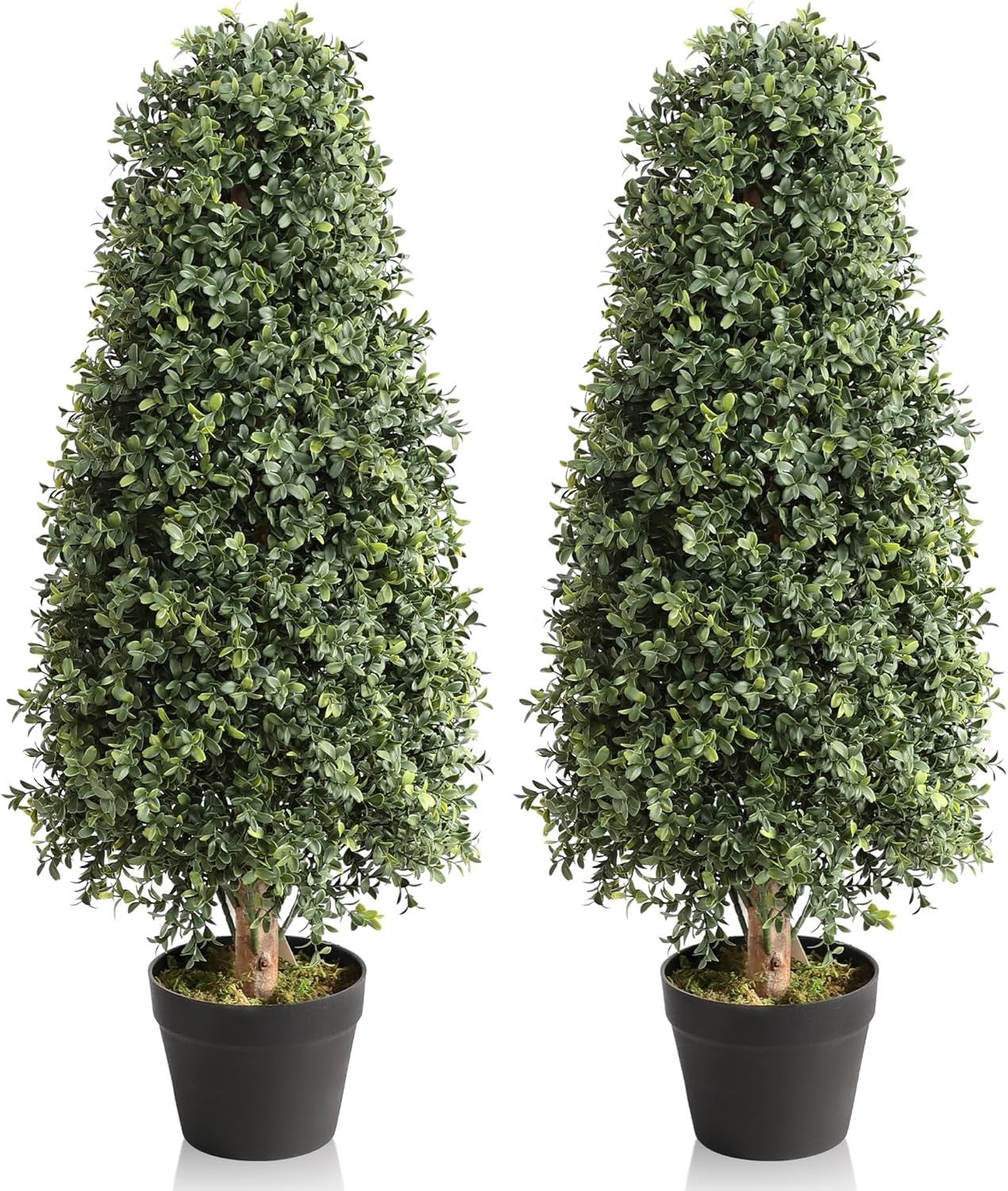Set of 2 90cm Artificial Boxwood Topiary Trees Pyramid Cone Indoor Outdoor Home