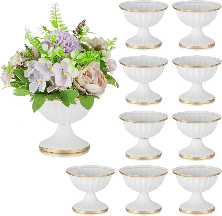 White Metal Flower Vase Set 10pcs Table Centrepiece Wedding Home Decor
