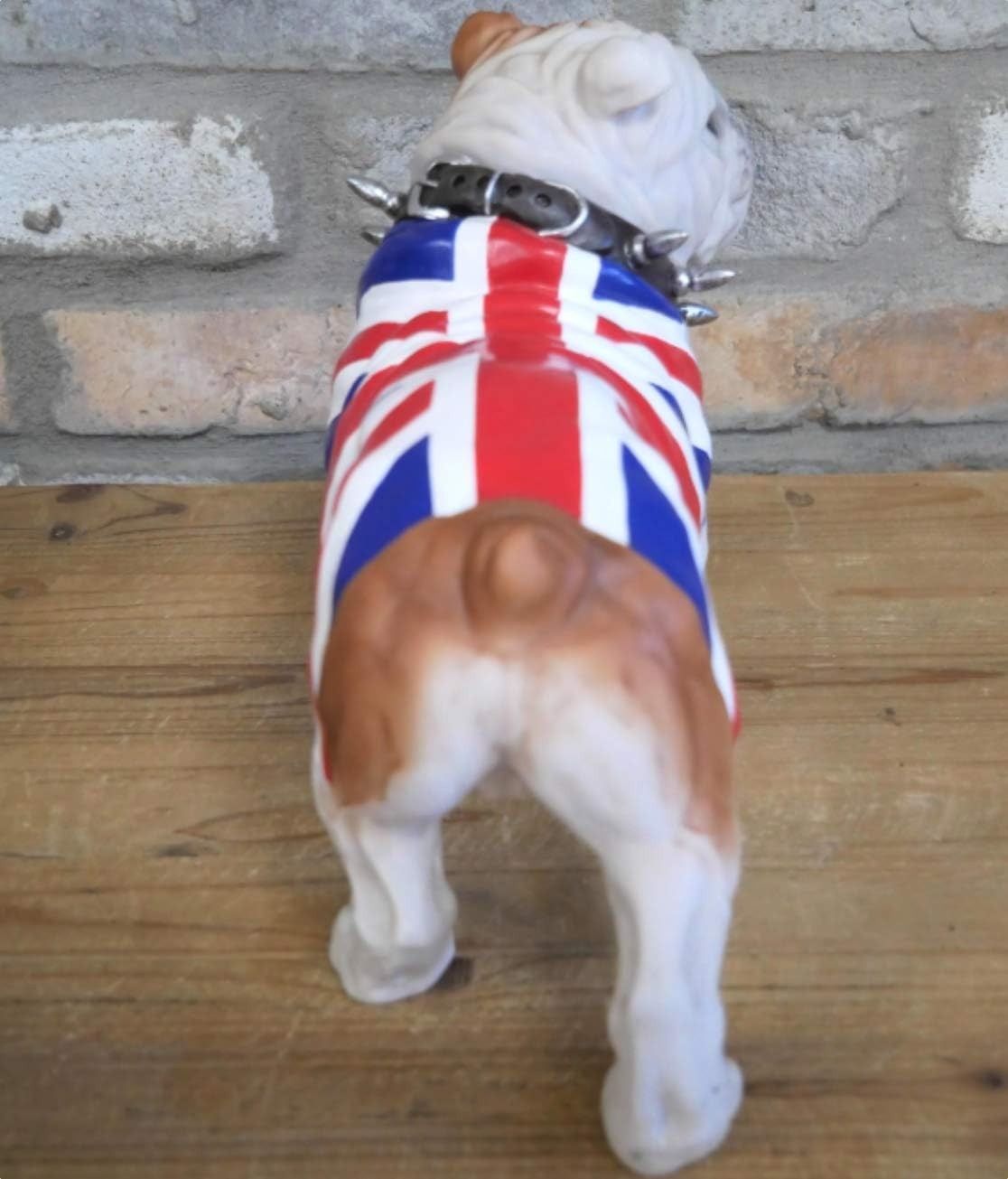 British Bulldog Statue Union Jack Coat | Realistic Dog Ornament Home Garden Gift