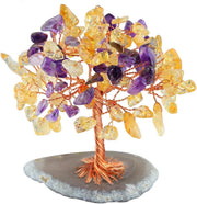 Crystal Money Tree Gemstone Ornament with Agate Base – Healing Decor Gift