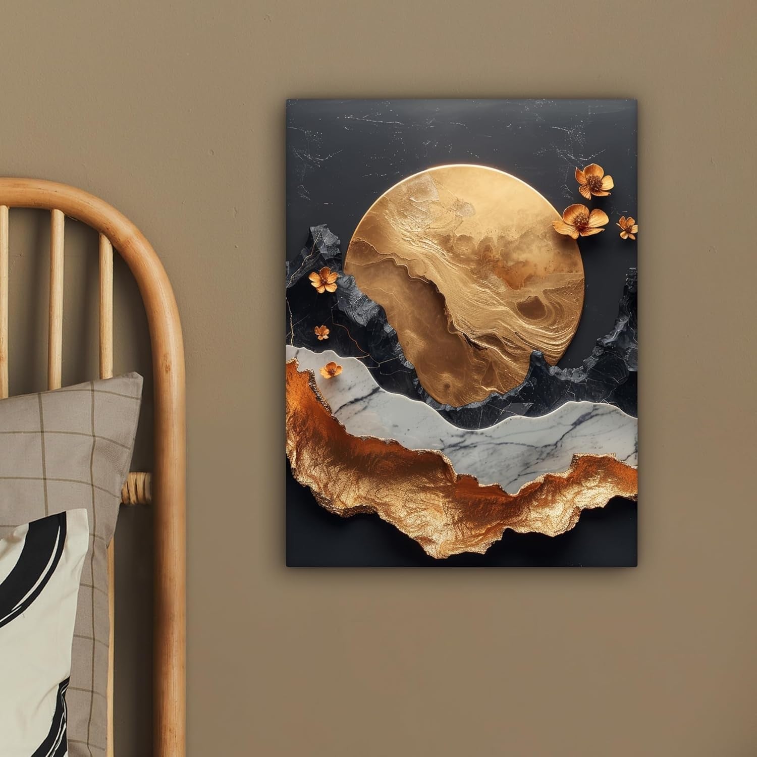 Gold Black Abstract Canvas Wall Art 30x40cm Luxury Modern Print