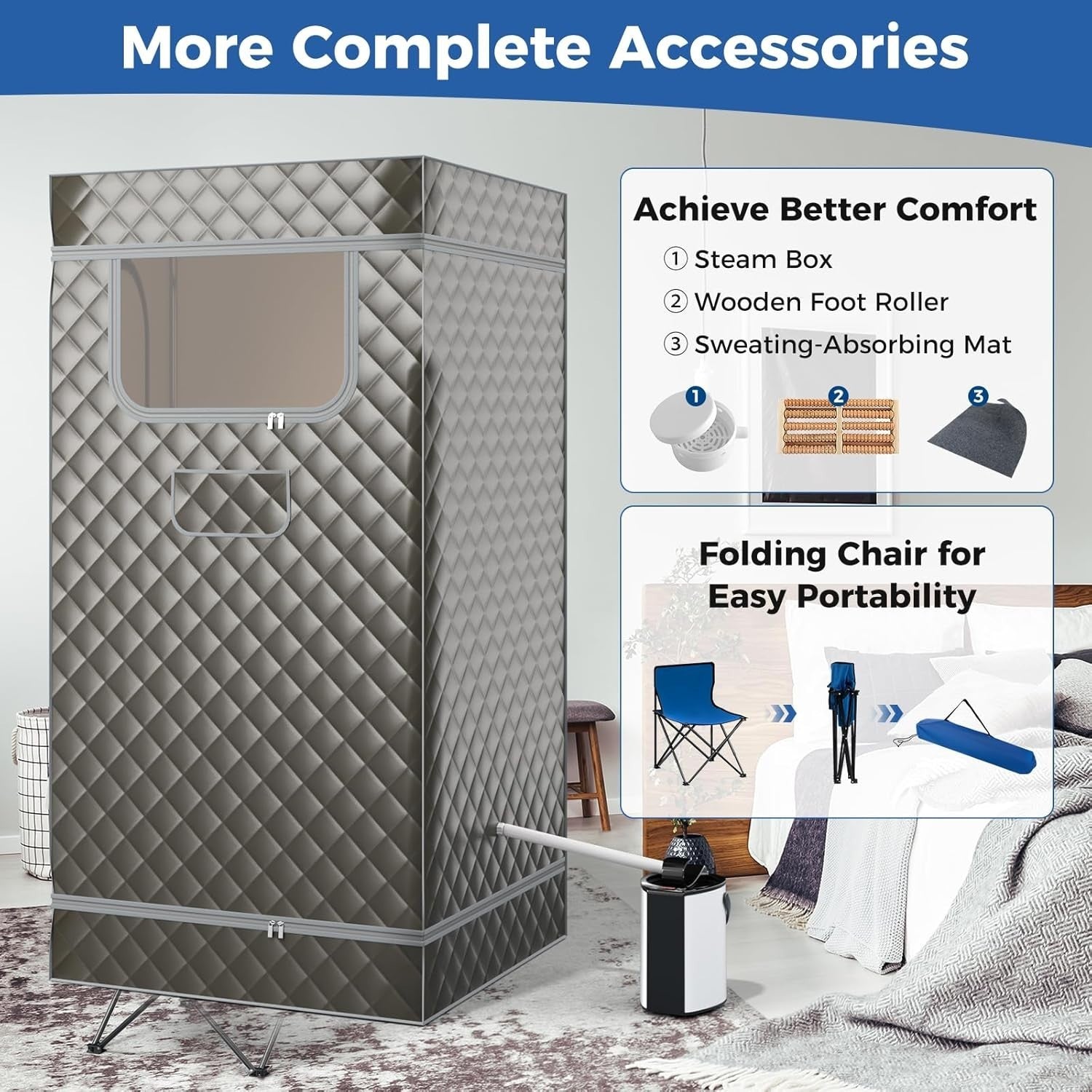 Portable Home Steam Sauna Tent w/ 3L Steamer & Remote – Full Body Detox Spa