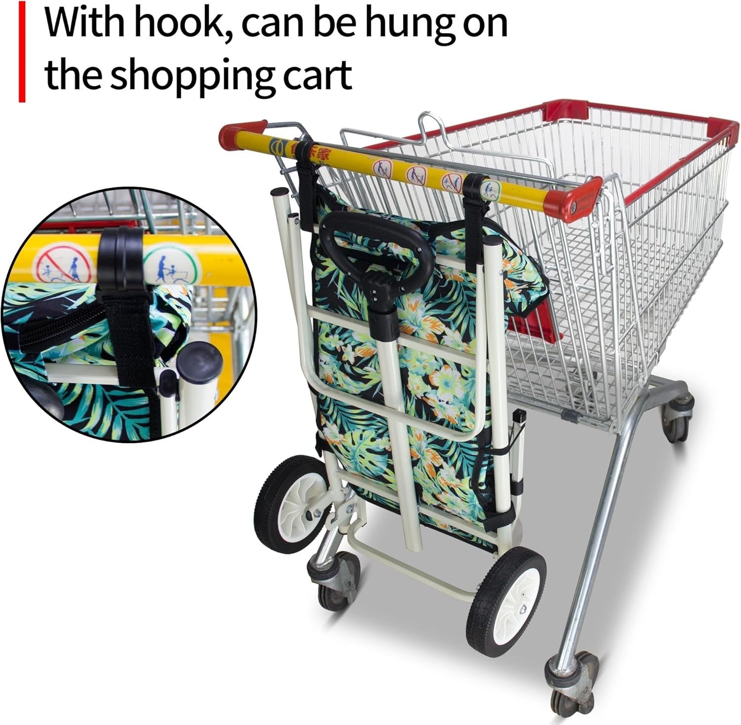 45L Folding Shopping Trolley Lightweight Push Pull Cart Insulated Bag