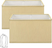 Large Gold Rectangle Lamp Shades Set of 2 Linen Spider Fit 16x8x10