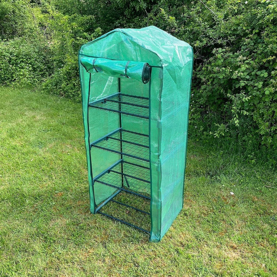 4 Tier Reinforced Greenhouse Cover Heavy Duty with Roll-Up Door 49x69x160cm