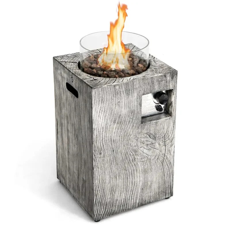 Outdoor Propane Gas Fire Pit Table 8.79kW w/ Cover Lava Rocks & Glass Shield
