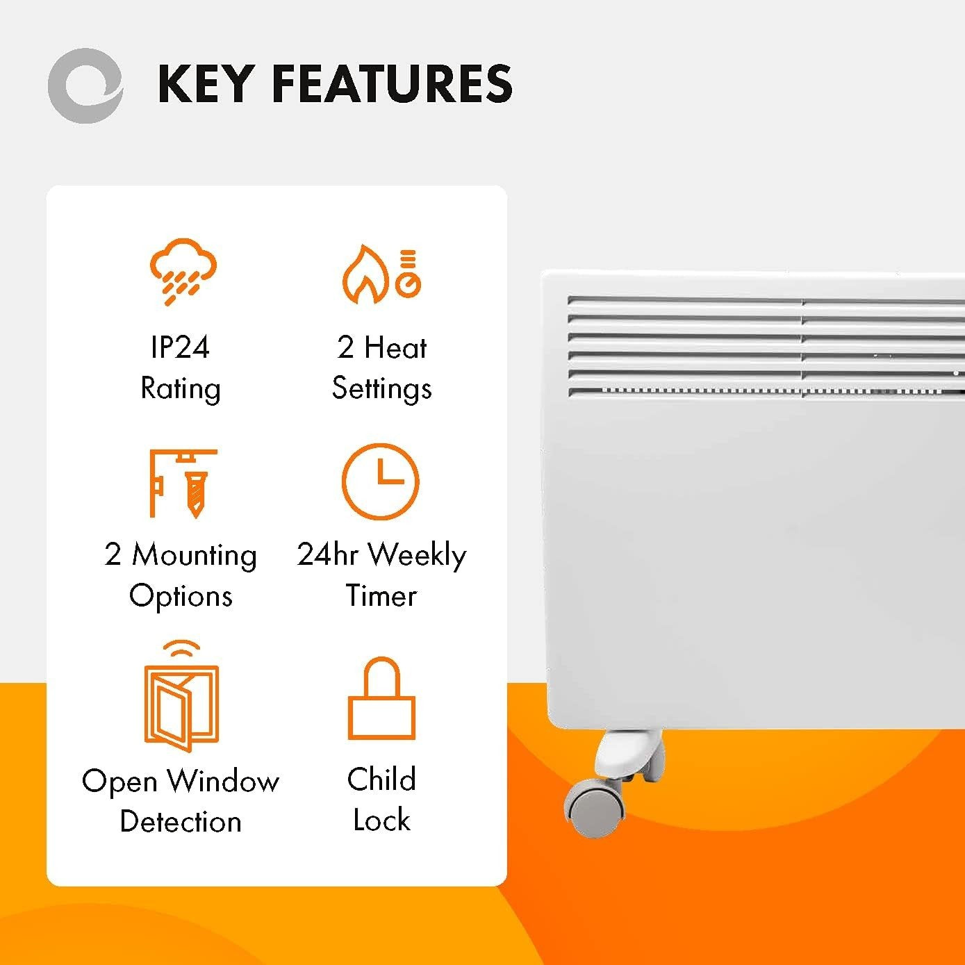 2000W Energy Efficient Electric Panel Heater with Timer & Thermostat