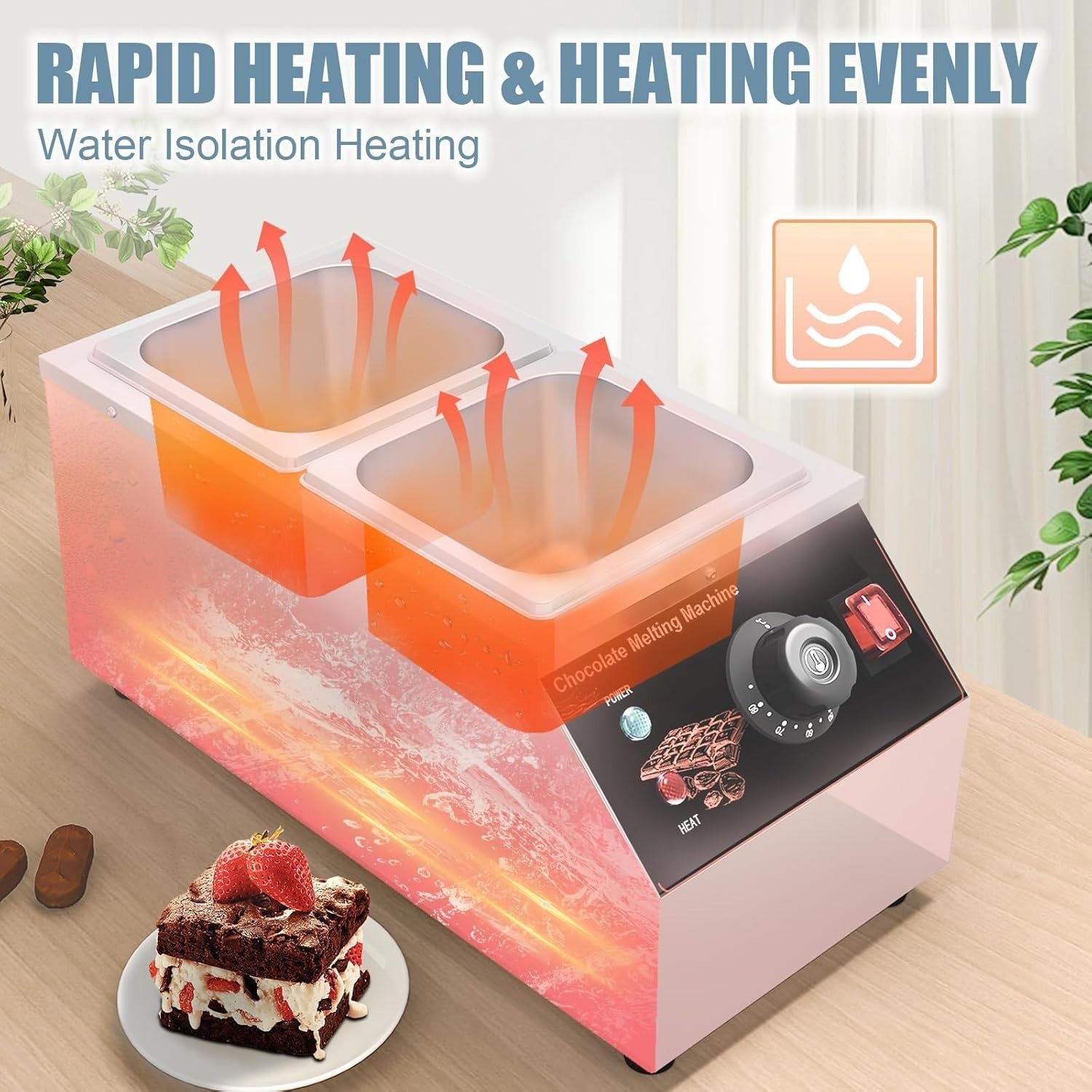 Commercial Chocolate Tempering Machine 2 Tank Stainless Steel 600W