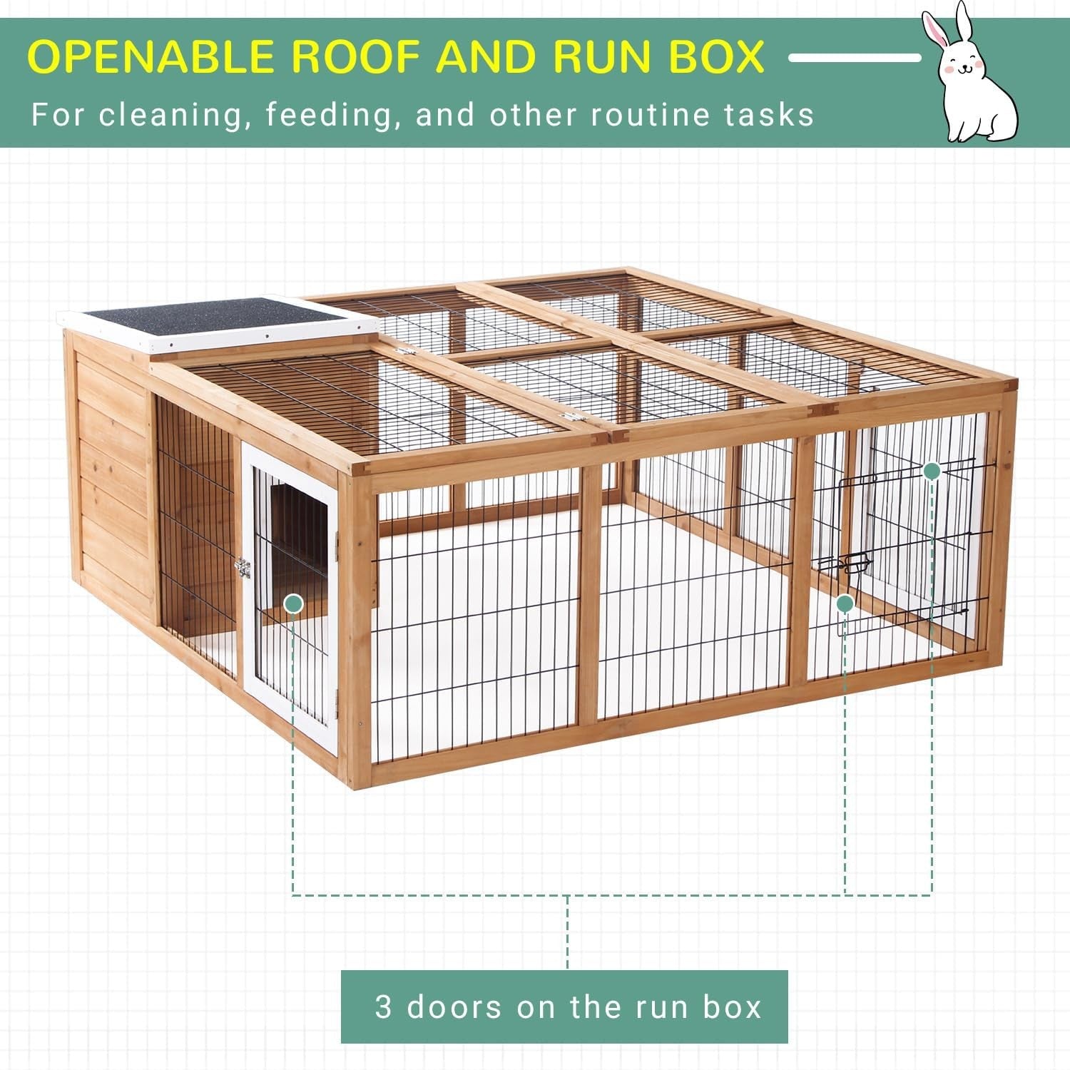 Large Rabbit Run Cage with Openable Top Outdoor Guinea Enclosure