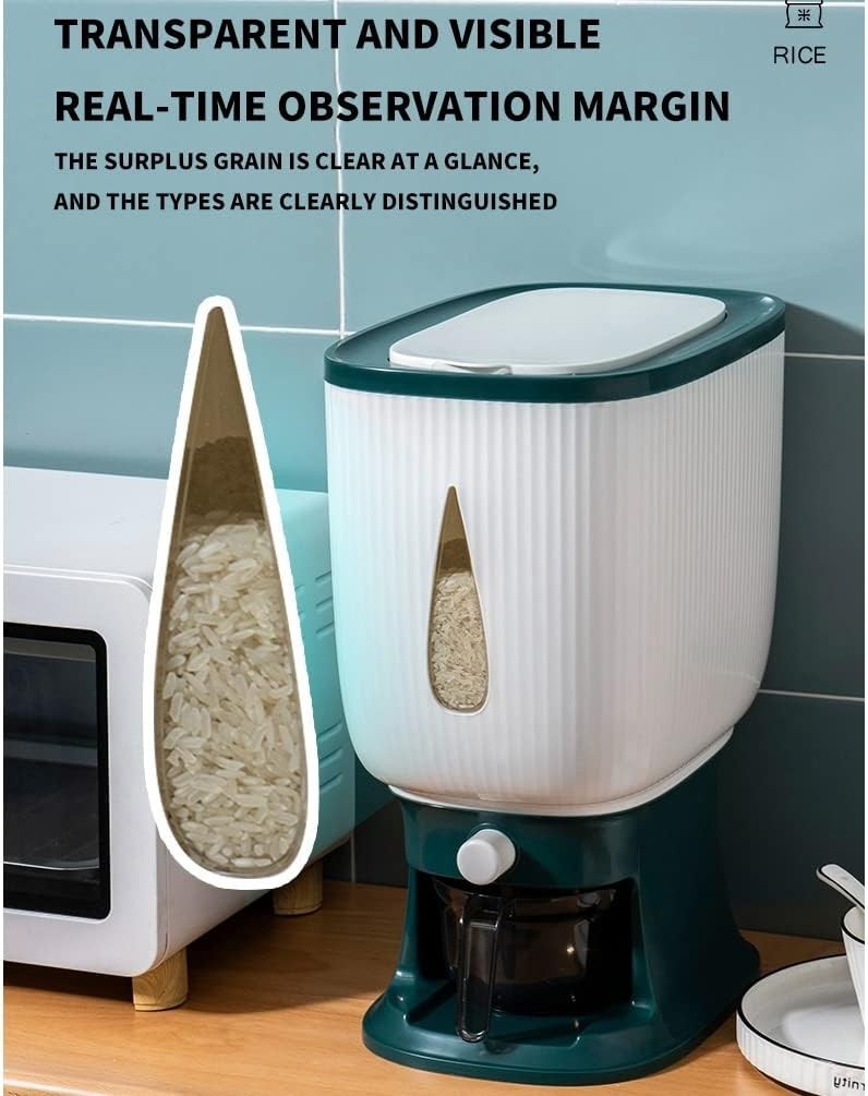 10KG Automatic Rice Dispenser Sealed Grain Storage Bucket with Cup