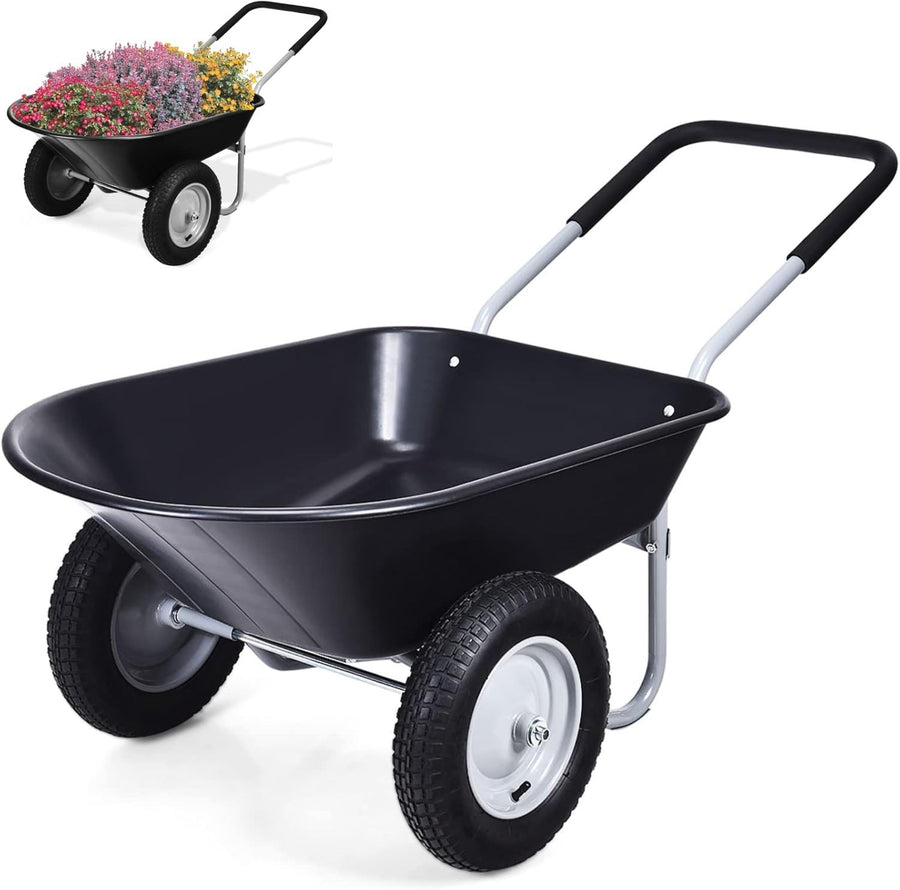 80L 2-Wheel Garden Wheelbarrow – Heavy Duty Steel Frame w/ 150kg Load Capacity