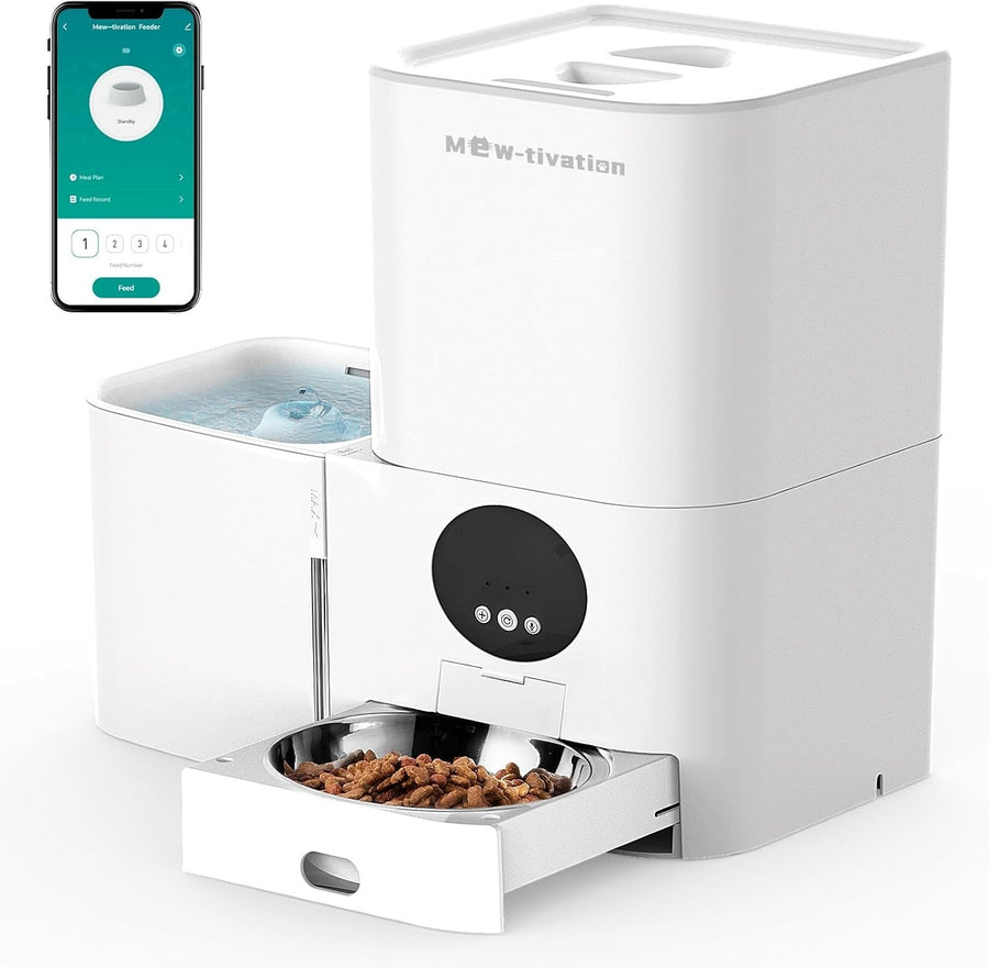 2 in 1 WiFi Automatic Cat Feeder Water Fountain 5L Food 3L Water