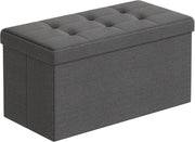 Dark Grey Storage Ottoman Bench 76cm Folding Seat Footstool Bed End Stool