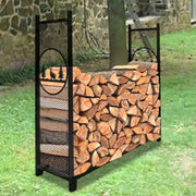 Heavy Duty Firewood Log Holder with Elk Design – Outdoor Indoor Rack 126x38x116c