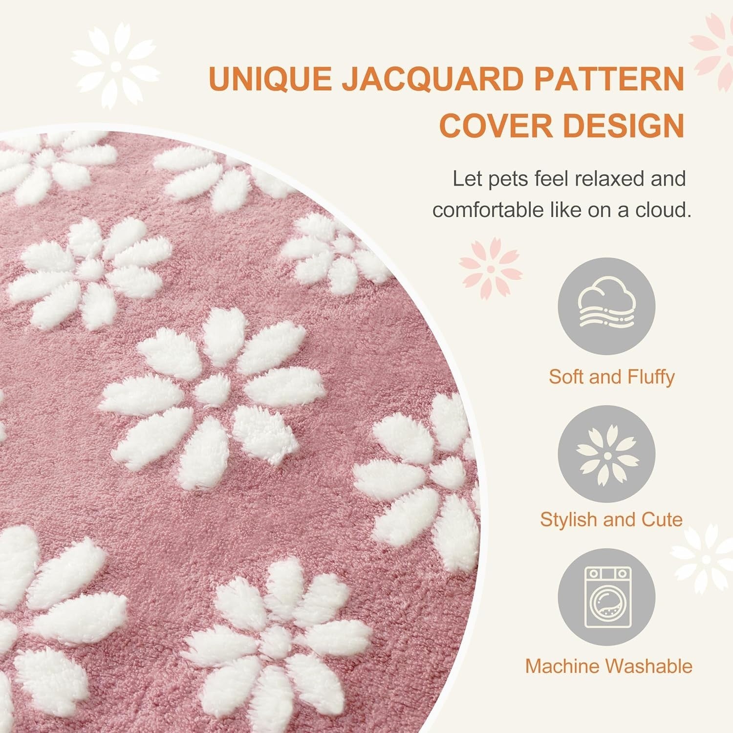 Large Dog Bed 89x56cm Washable Crate Mattress Pink