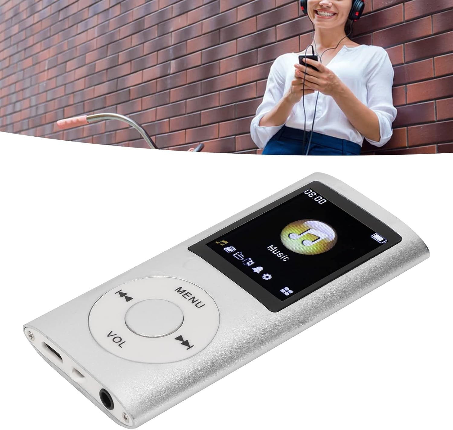 Portable Slim MP3 Player 1.8" LCD Lossless Music Player 64GB Silver