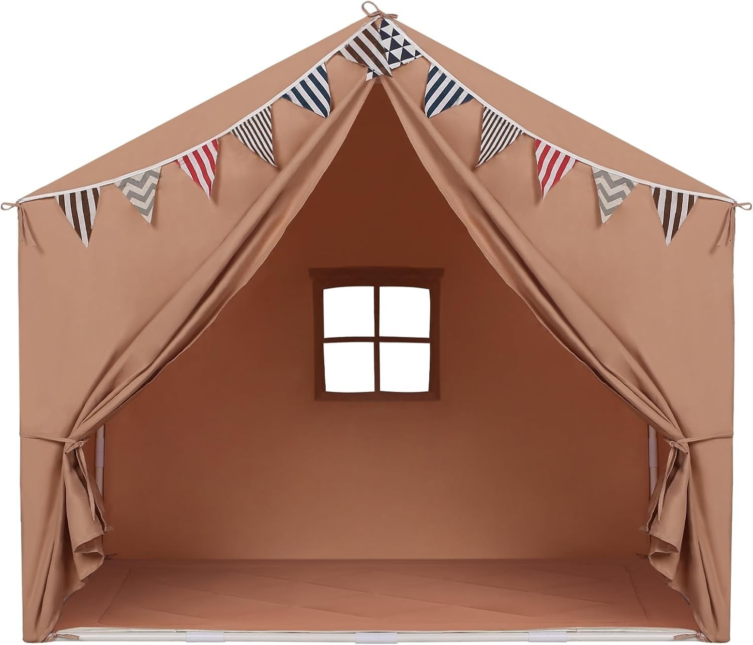 Large Kids Play Tent Indoor Outdoor Castle Bed Playhouse Brown
