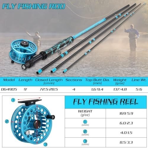 Fly Fishing Combo 9ft Carbon Rod & Reel Kit with Case & Flies