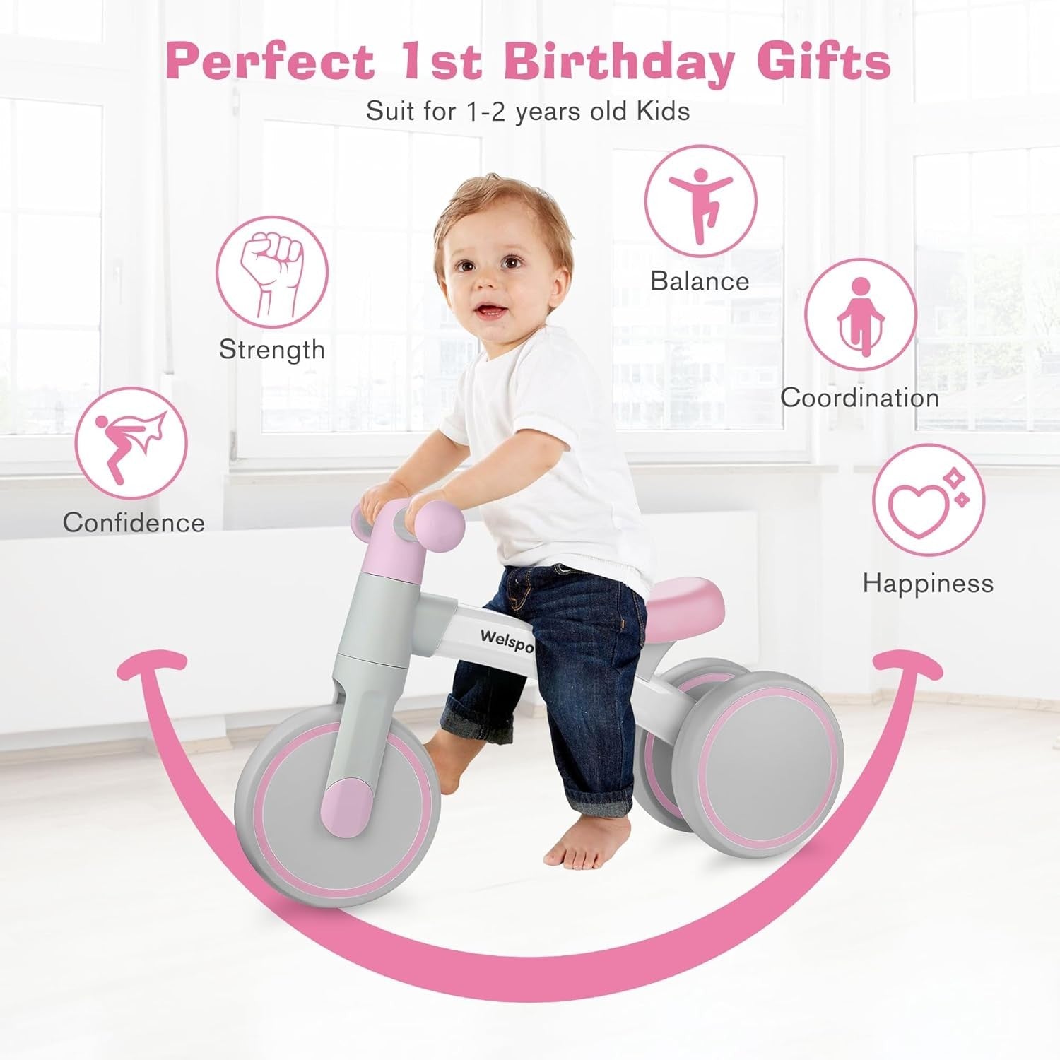 Baby Balance Bike 3 Wheel Toddler First Bicycle No Pedal Age 1-2 Years