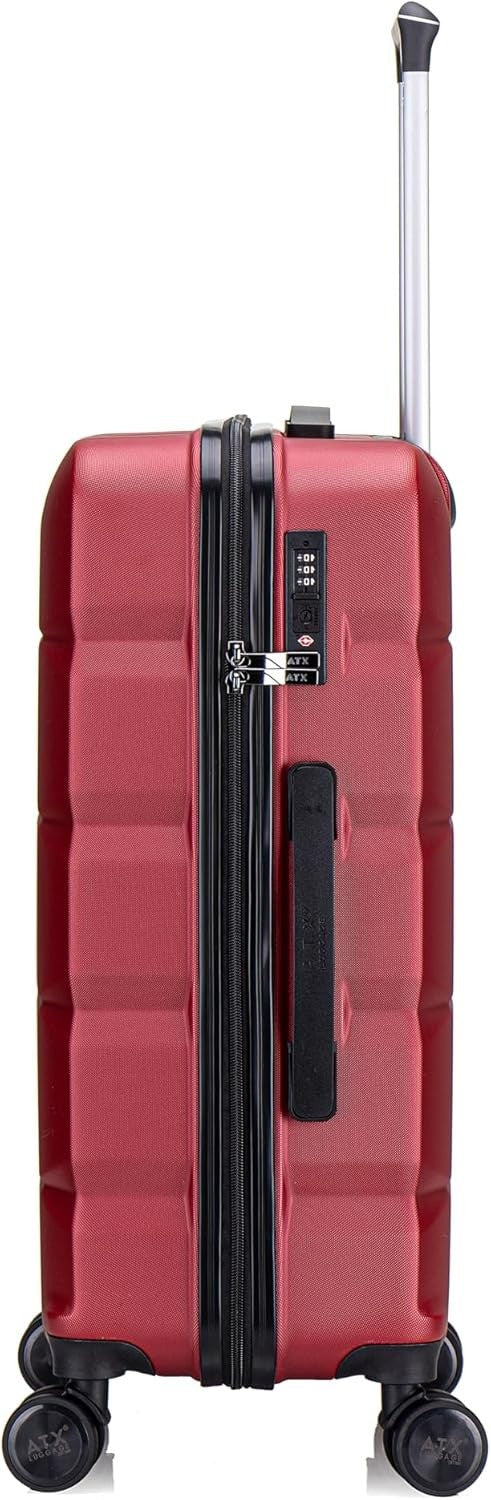 Medium ABS Hard Shell Check In Suitcase 4 Dual Spinner Wheels TSA 65L Red
