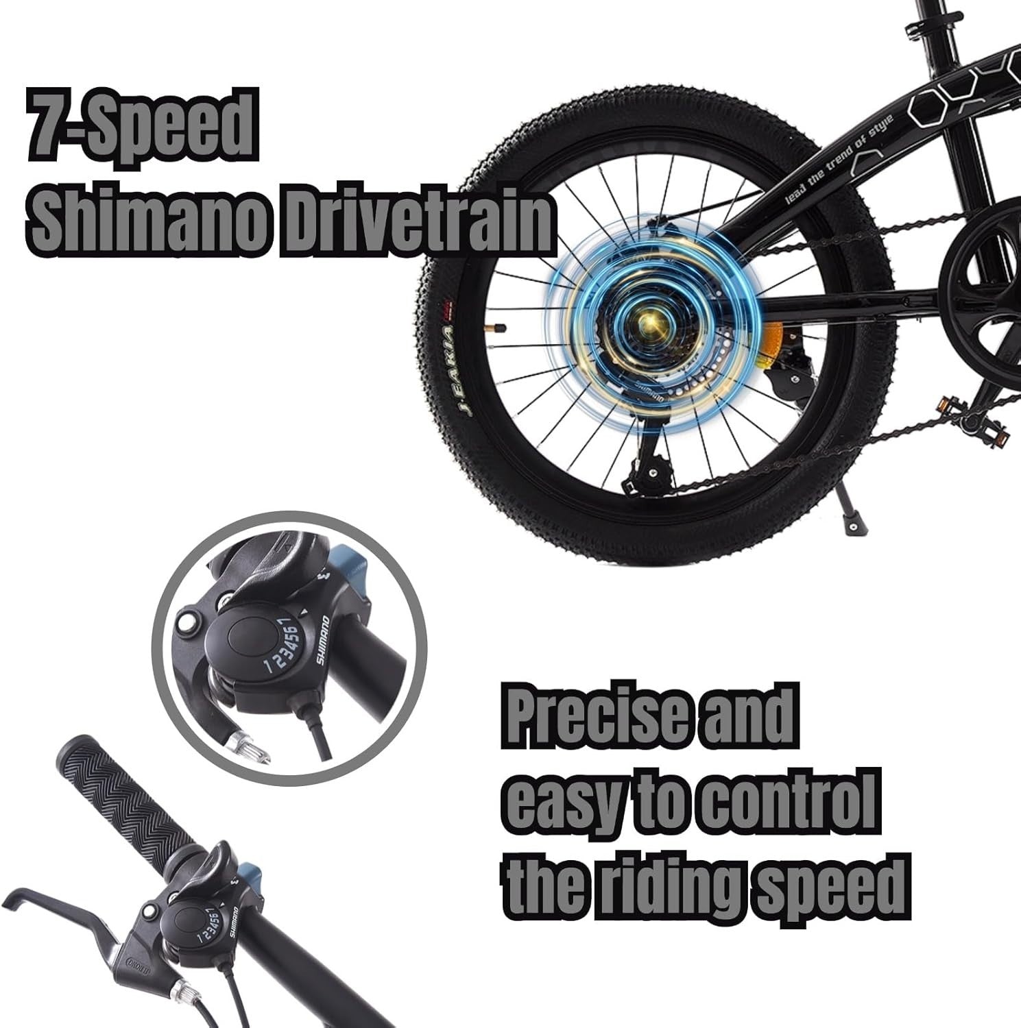 20" Folding Mountain Bike 7-Speed Disc Brake Lightweight Portable for Adults