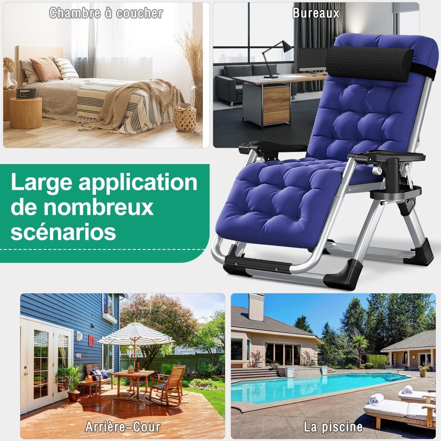 Zero Gravity Recliner Chair Cushioned Lounger Garden Patio Foldable 200KG