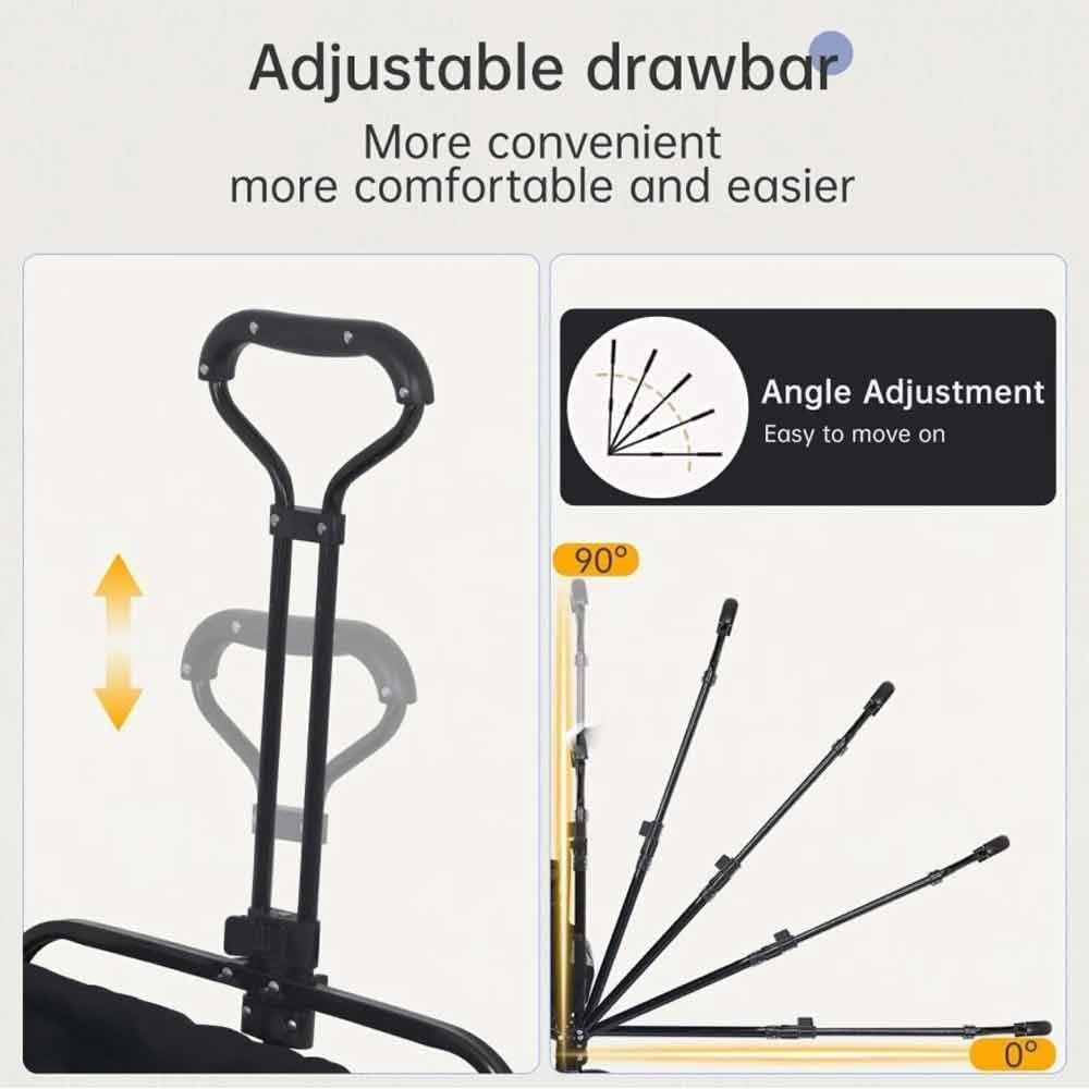 150kg Foldable Festival Trolley Heavy Duty Camping Wagon w/ Adjustable Handle