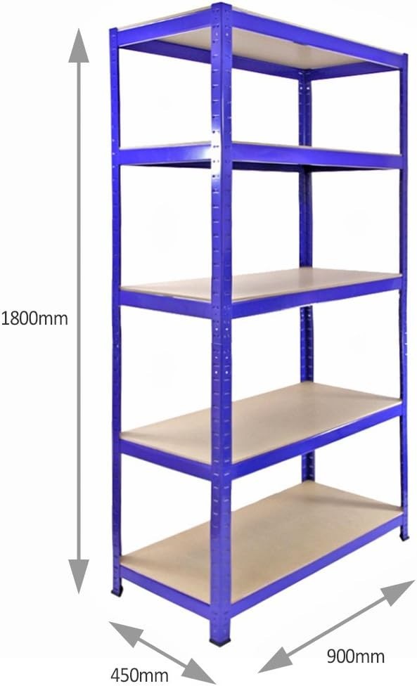 2 T-Rax Heavy Duty Shelving Units + 120cm Workbench Blue Garage Storage Set