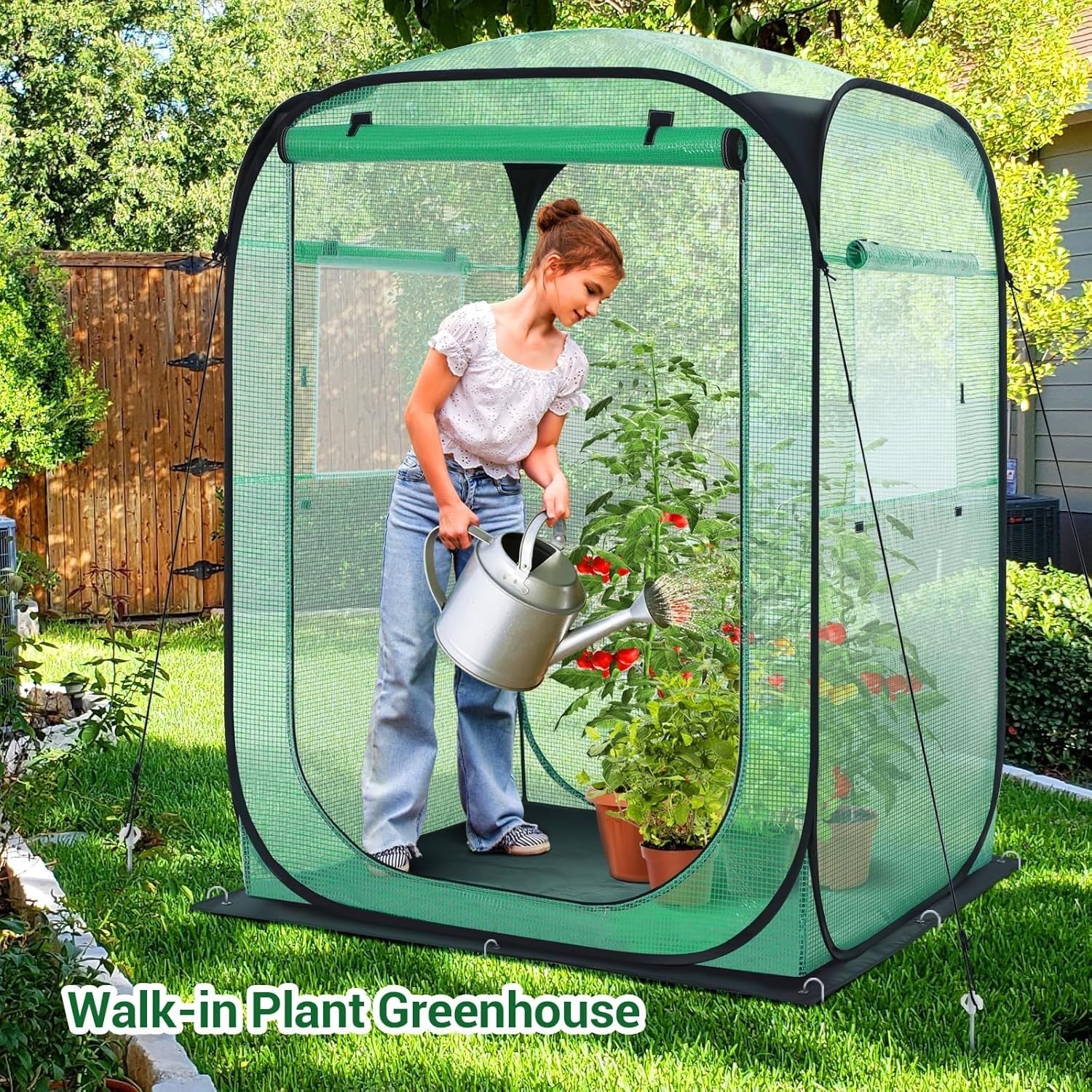 Large Walk-In Pop Up Greenhouse 49x67in Portable Garden Tent with PE Cover