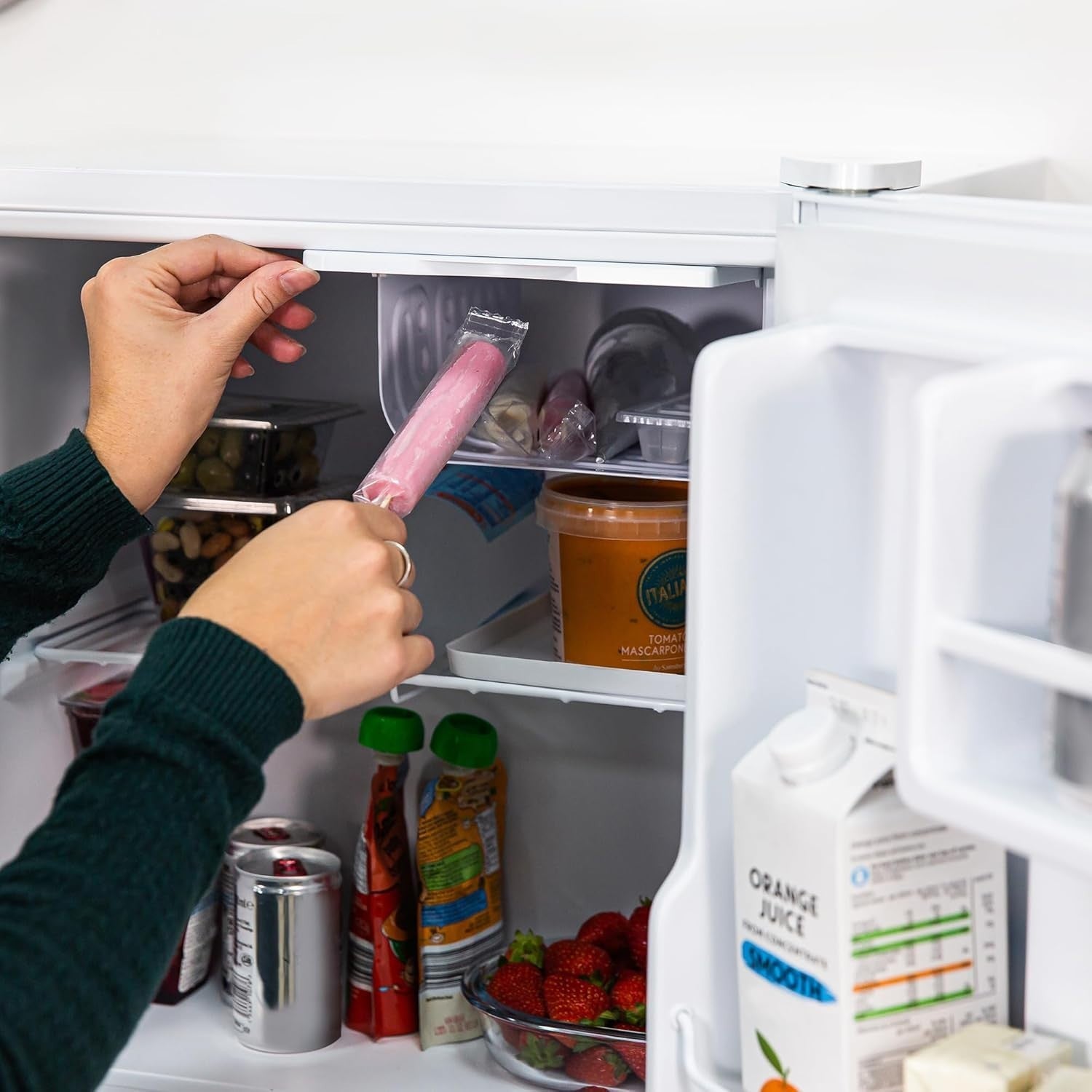 43L Mini Fridge Countertop Reversible Door Ice Box White