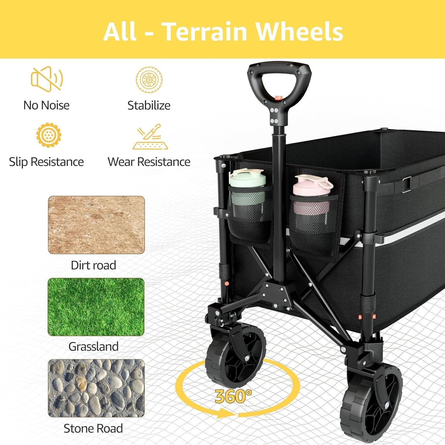 Collapsible Heavy Duty Folding Wagon Cart with Wheels Utility Trolley Compact