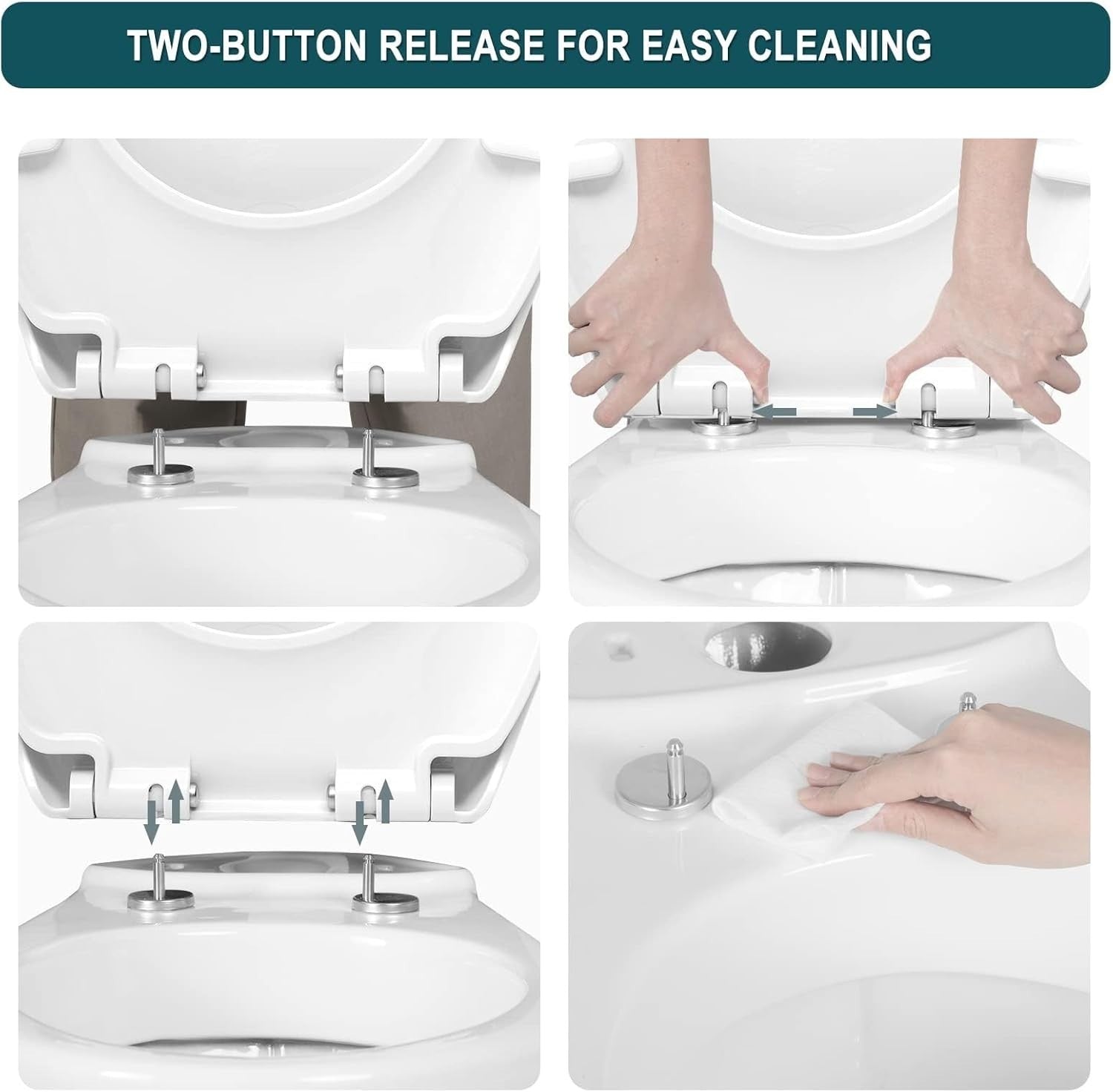 Premium Soft Close Toilet Seat Quick Release Dual Fixing White 175kg