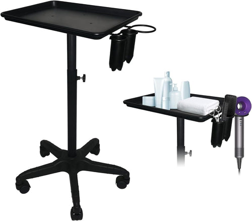 Adjustable Salon Tray Trolley Rolling Beauty Cart with Wheels Tool Stand
