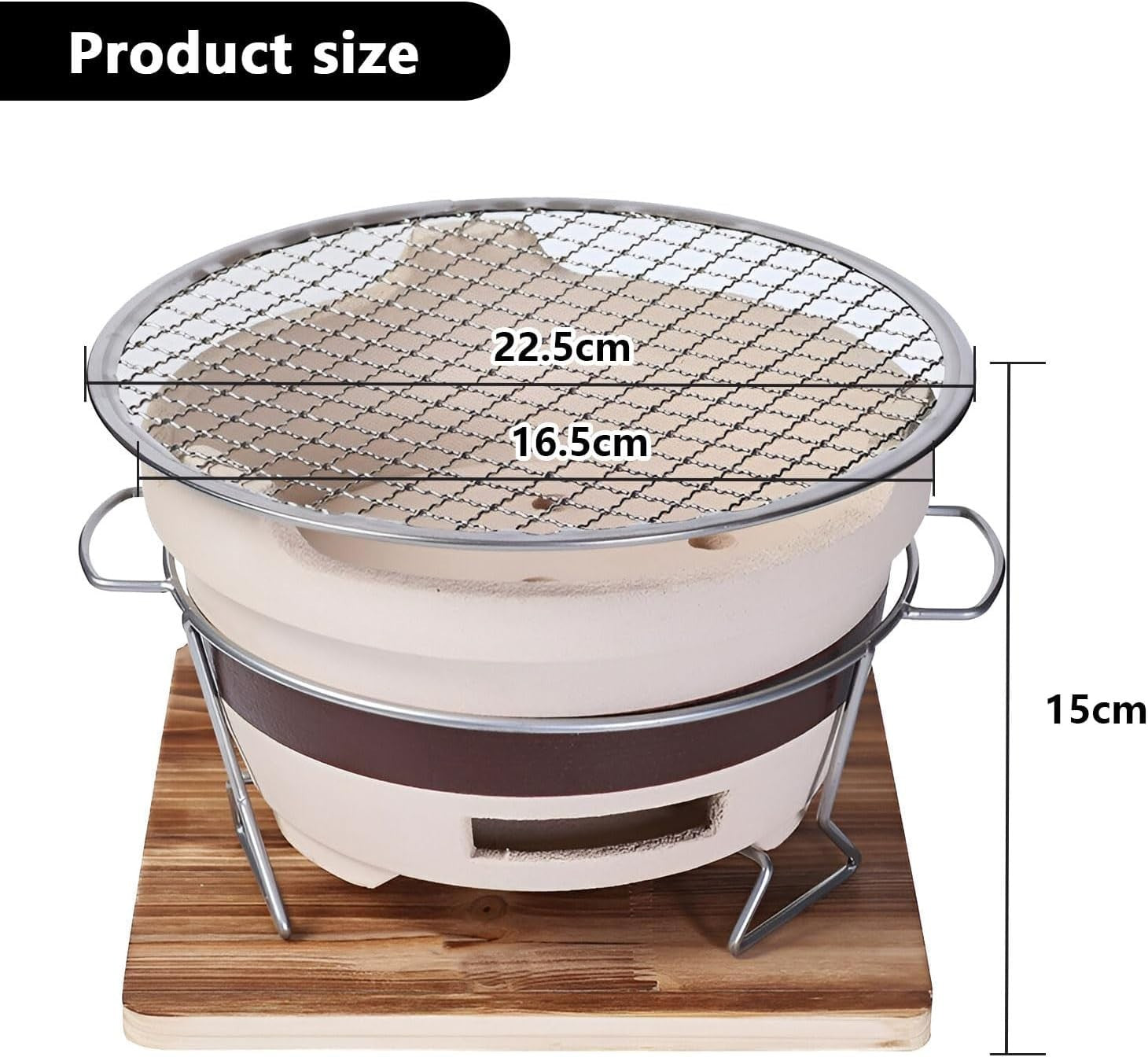 Large Tabletop Clay Charcoal Grill Japanese BBQ Portable Outdoor Patio Camping