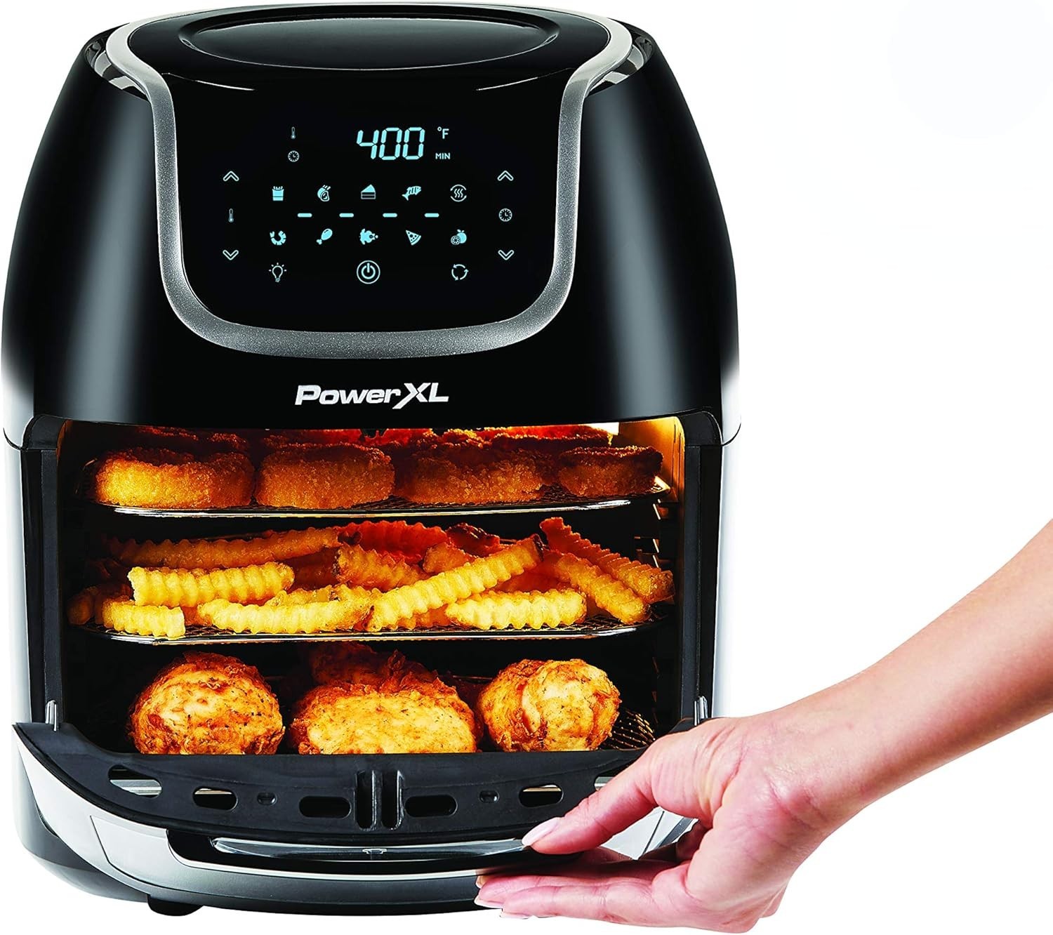 9.5L Digital Air Fryer Cooker | 6-in-1 | 3-Tier Rack | Rotisserie | Rapid Crisp