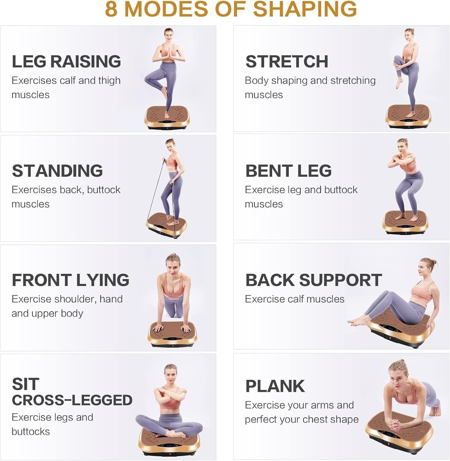 Vibration Plate Exercise Machine Full Body Weight Loss Remote Bands