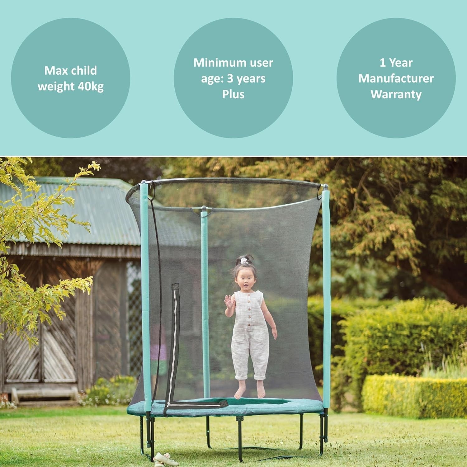 Junior 4FT Kids Trampoline with Enclosure Net Low Height Indoor Outdoor