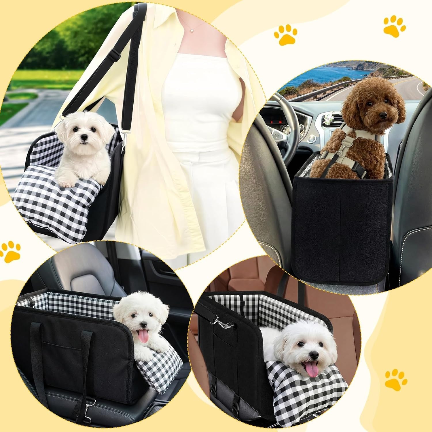 Center Console Dog Car Seat Portable Pet Booster Carrier Waterproof