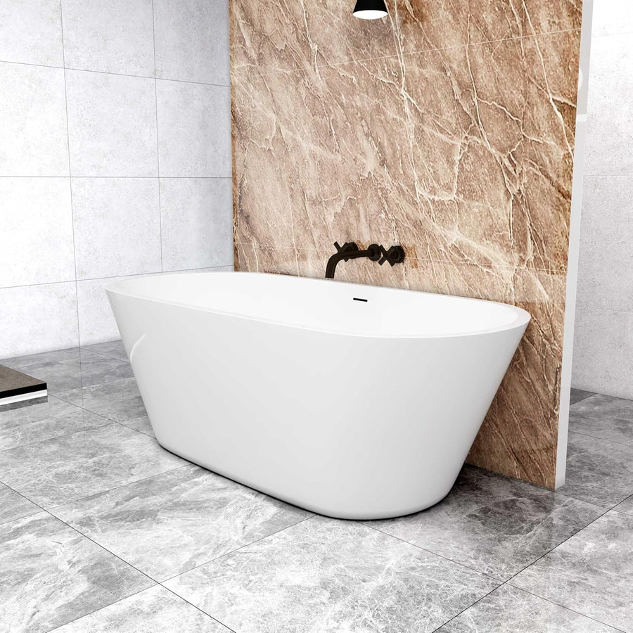 1700x800mm Modern Freestanding Double Ended Bath Tub White Gloss Acrylic Spa