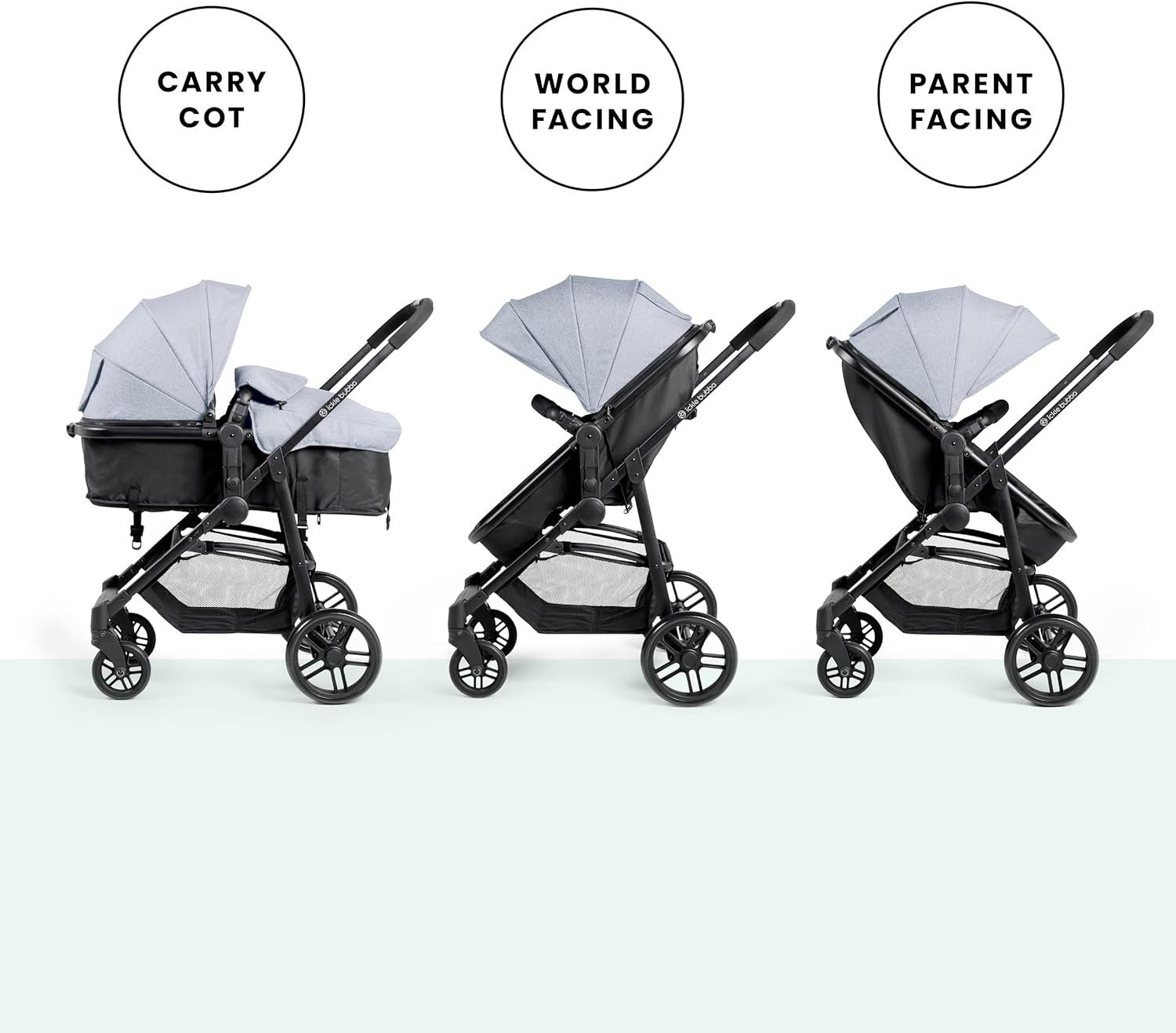 2 in 1 Pushchair Pram Lie Flat Newborn to 3 Years Lightweight Zen Blue
