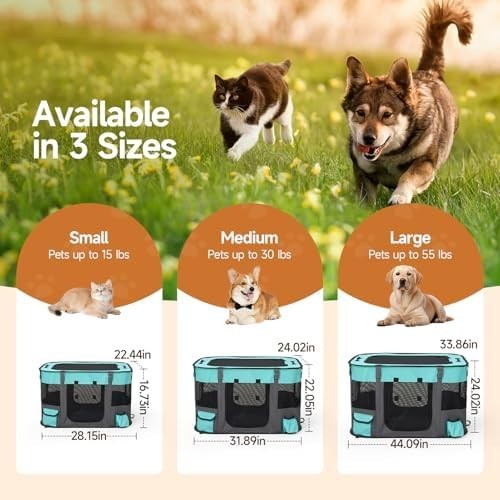 Portable Foldable Puppy Playpen Grey – Indoor & Travel Pet Cage