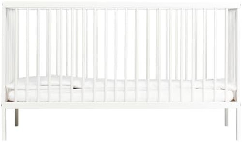 Space Saving Baby Wooden Cot Bed Adjustable Height Toddler Bed White