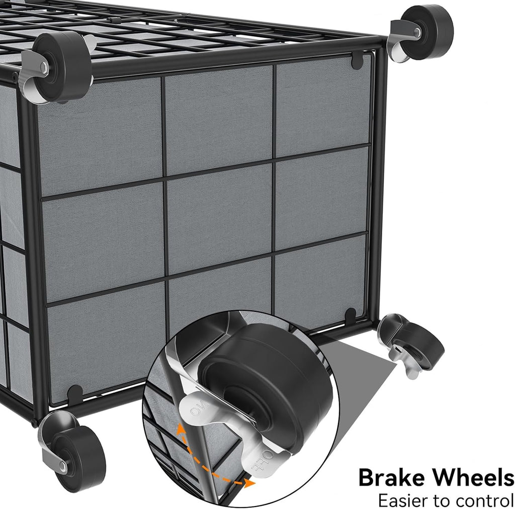 100L Rolling Laundry Hamper Grey Metal Frame with Wheels & Removable Bag