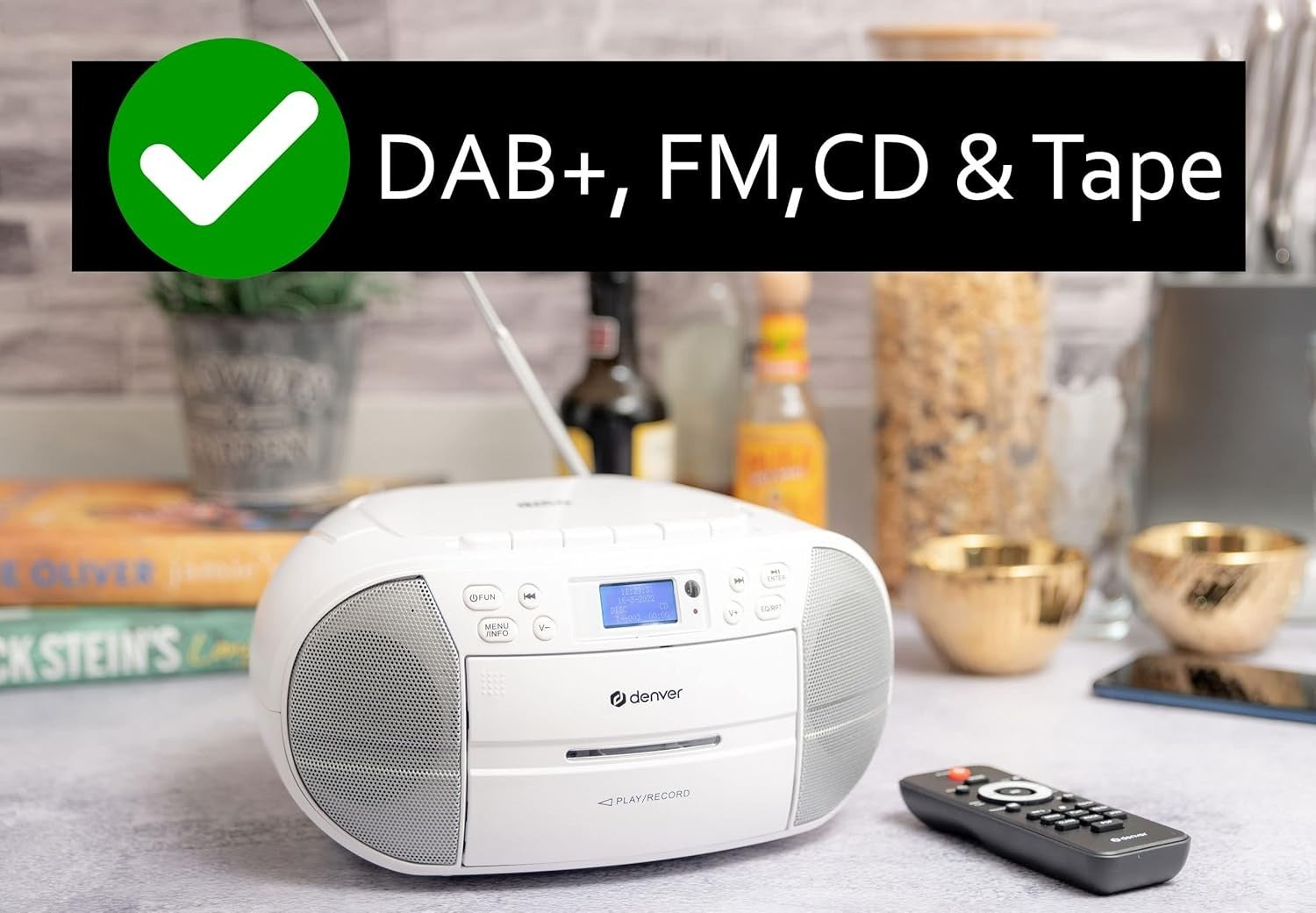 Portable DAB+ CD Cassette Player Boombox FM Radio USB AUX Alarm