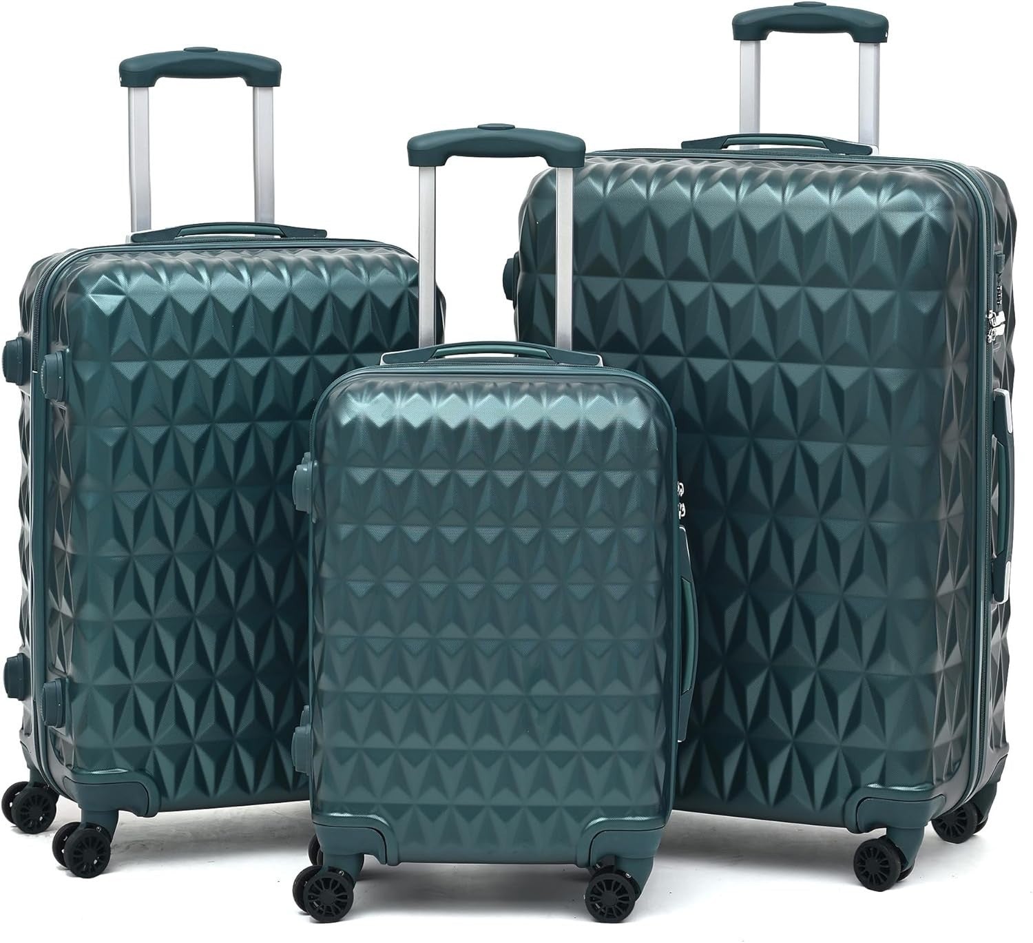 24 Inch Medium Hard Shell Suitcase 4 Spinner Wheels ABS Lock Dark Green