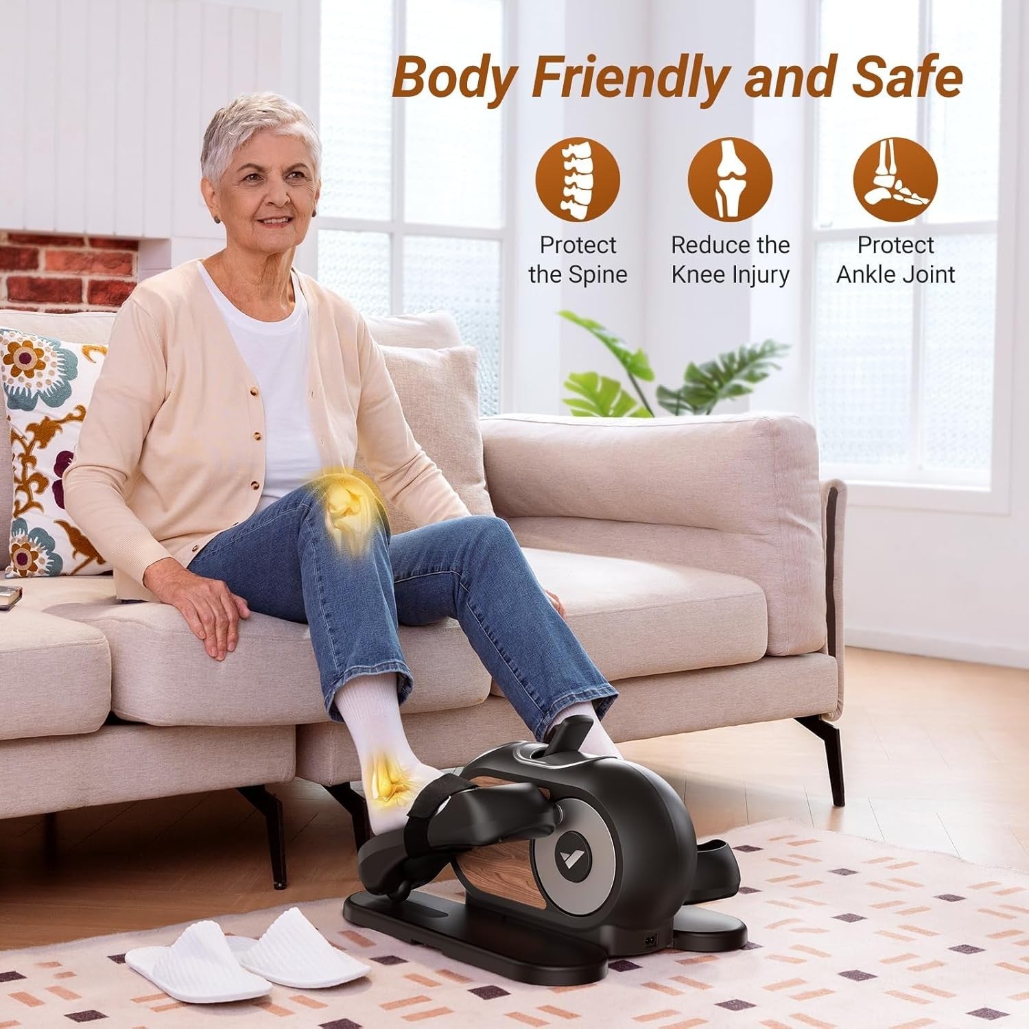 Under Desk Elliptical Machine, 12-Speed Seated Pedal Exerciser, Quiet & Portable